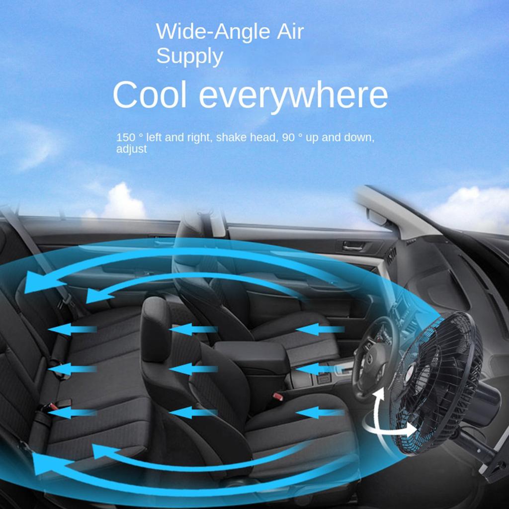 Upgrades Car Fan with Flexible Speed Control & Oscillation Travel Friendly Vehicle Fan for Enhances Comfort on road