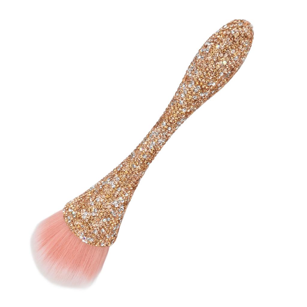 Nail Dust Cleansing Brush Soft Nylon Hair Comfortable Grip Prevent Deformation Loose Powder Brush Yellow