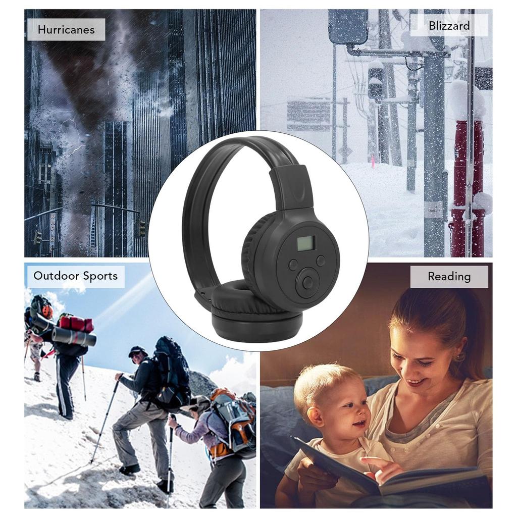 Walmeck FM Radio Headphones Portable Headset Radio with Memory Function for and Study Home, Outdoors, Travel,