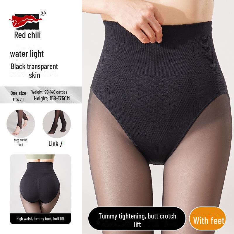 

Женские прозрачные черные леггинсы: Дизайн Red Pepper, осень/зима, поддержка живота и бедер 100g No Fleece 15~25°C