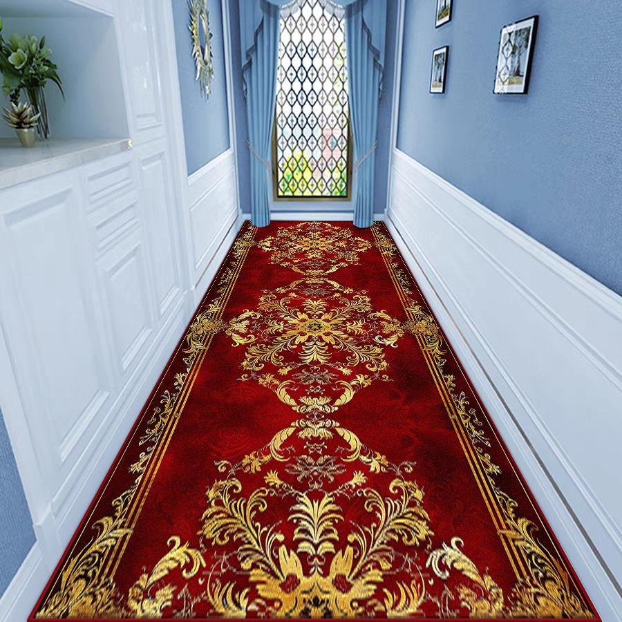 European Style Luxury Corridor Carpet Home Decoration Living Room Non-slip Runner Long Rug Hotel Stair Entryway Customizable Mat