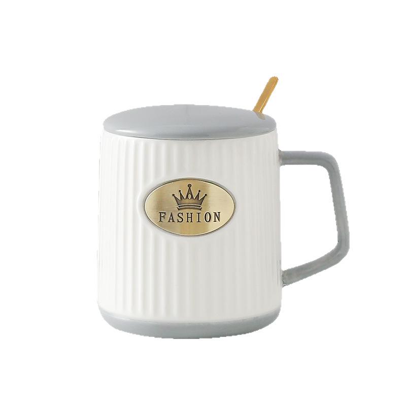 Copper Plate Ceramic Cup European Striped Fashionable High End Mug  Creative Gift Cup with Relief
