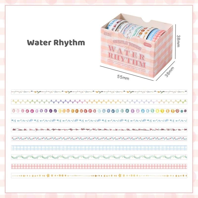 10 Rolls Gentle Color Tone Washi Tapes Set Super Mini Basic Flower Pattern 5mm Lace Paper Masking Tape Decoration Stickers