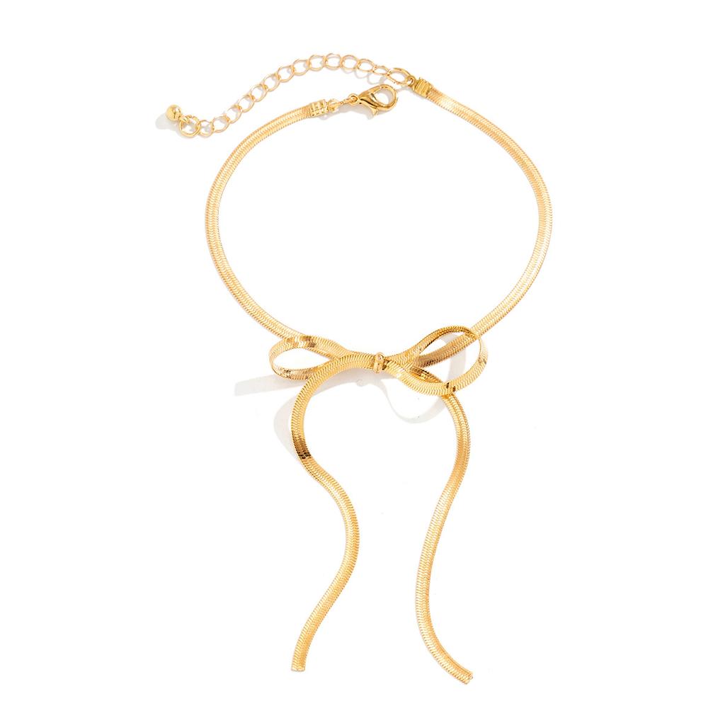 Wind Bow Metal Anklet Female, Simple Knotted Strap Snake Bone Chain Anklet Foot