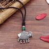 Handmade Retro Cotton and Linen Tibetan Silver Pendant Necklace Medium and Long Flower Versatile Sweater Chain Women's Simple Accessories