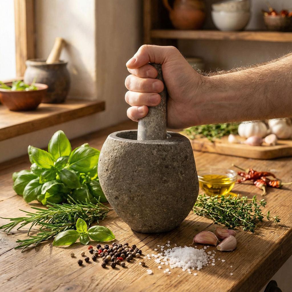 Natural Riverstone Decorative Pestle & Mortar -Medium (approx 12x8cm)