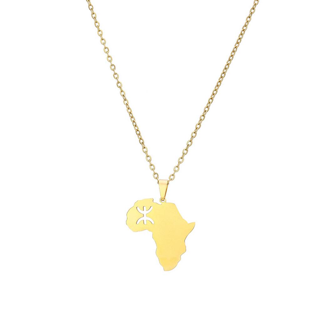 

Alloy Africa Map Necklace Solid Color Replacement Stylish Unfading Party Banquet Travel Choker Pendant Birthday Gift