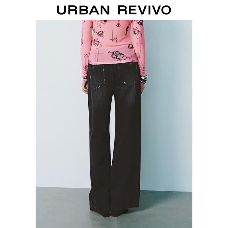 UR 2025 Spring Women's Retro Street Washed Denim Long Pants