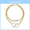 Snyggt halsband i legering med dubbel ring och unik design, perfekt för trendiga damaccessoarer