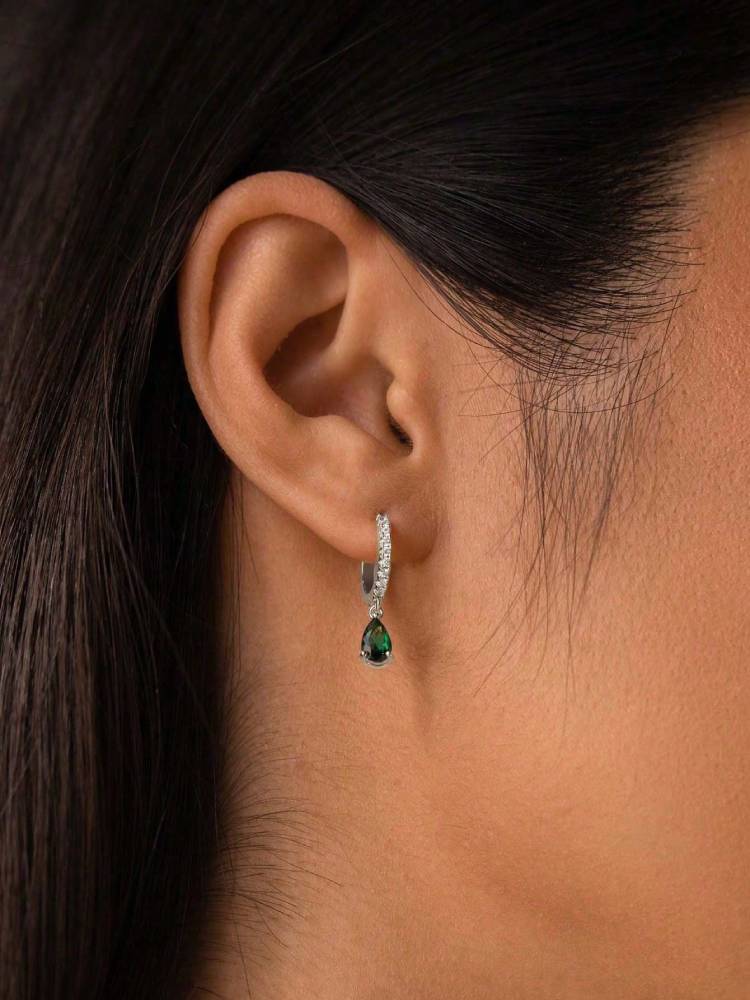 Copper Colorful Zircon Simple Fashion Water Drop Hoop Earring For Women Dating Partyt High Quality Fine Jewelry