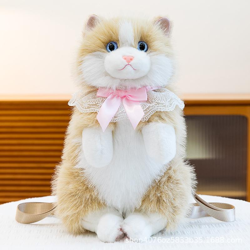Cute Simulated Cat Designer Backpack Women Kawaii Soft Plush Trendy Backpack Purse For Woman School Bag Gift For Girls
