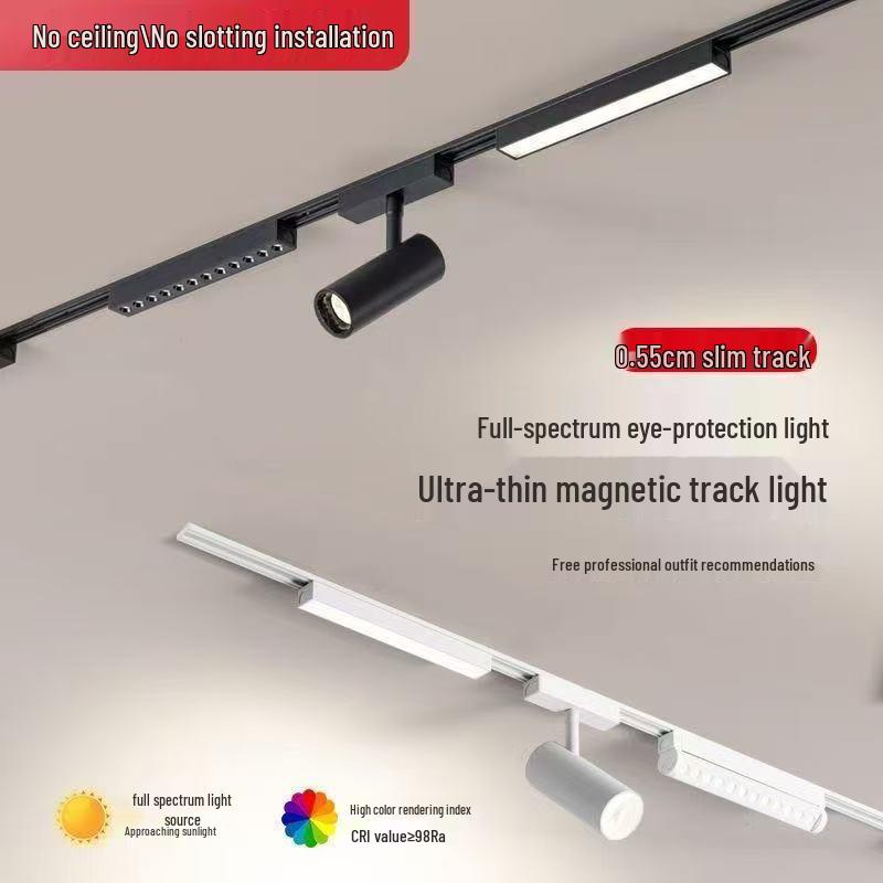 Ultra-Thin Surface-Mounted Magnetic Track Light Set for Living & Dining Rooms