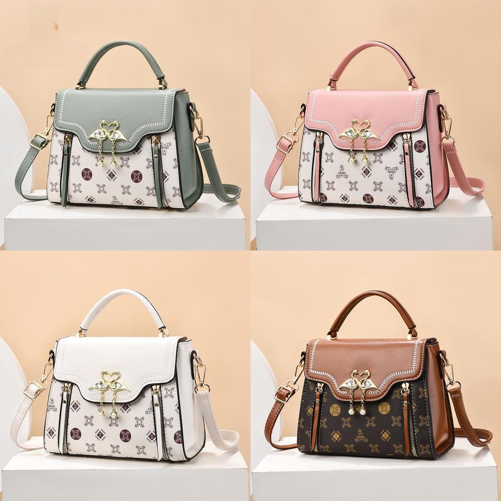 Fashion Pvc Small Square Bag With Rhinestone Swan Decoration And Printed Design For Casual Daily Use