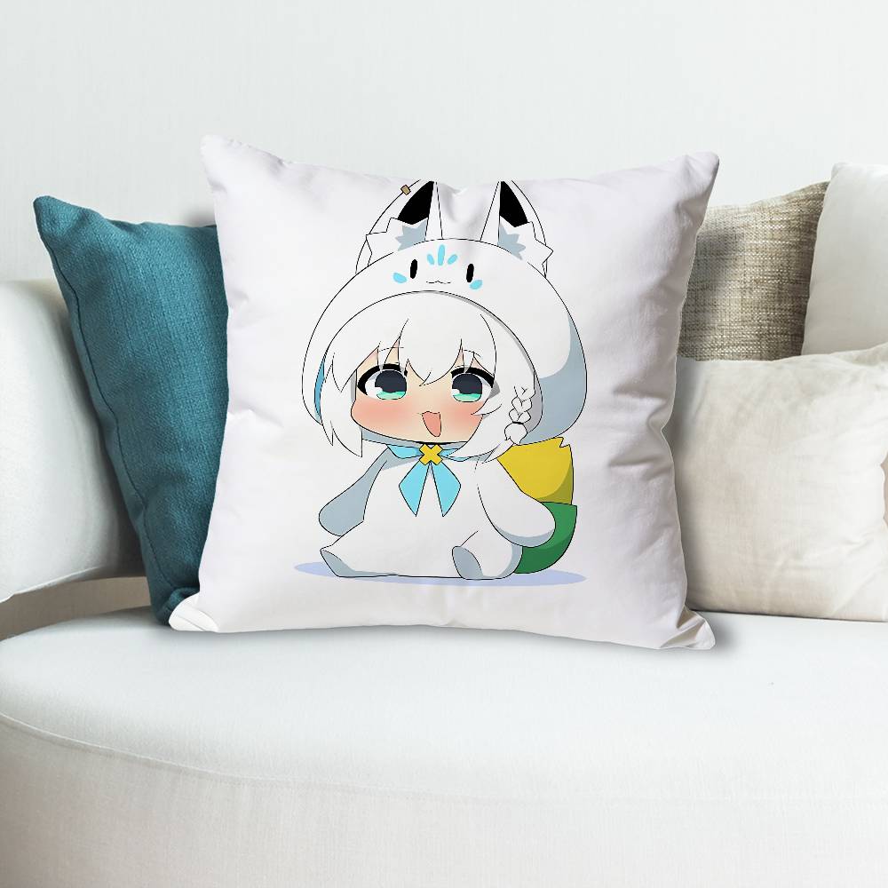 Cute SShirakami FFubuki Anime Celebrity Merchandise AllMatch Printed Pillow Case Sofa Car Office Room Decoration Protector