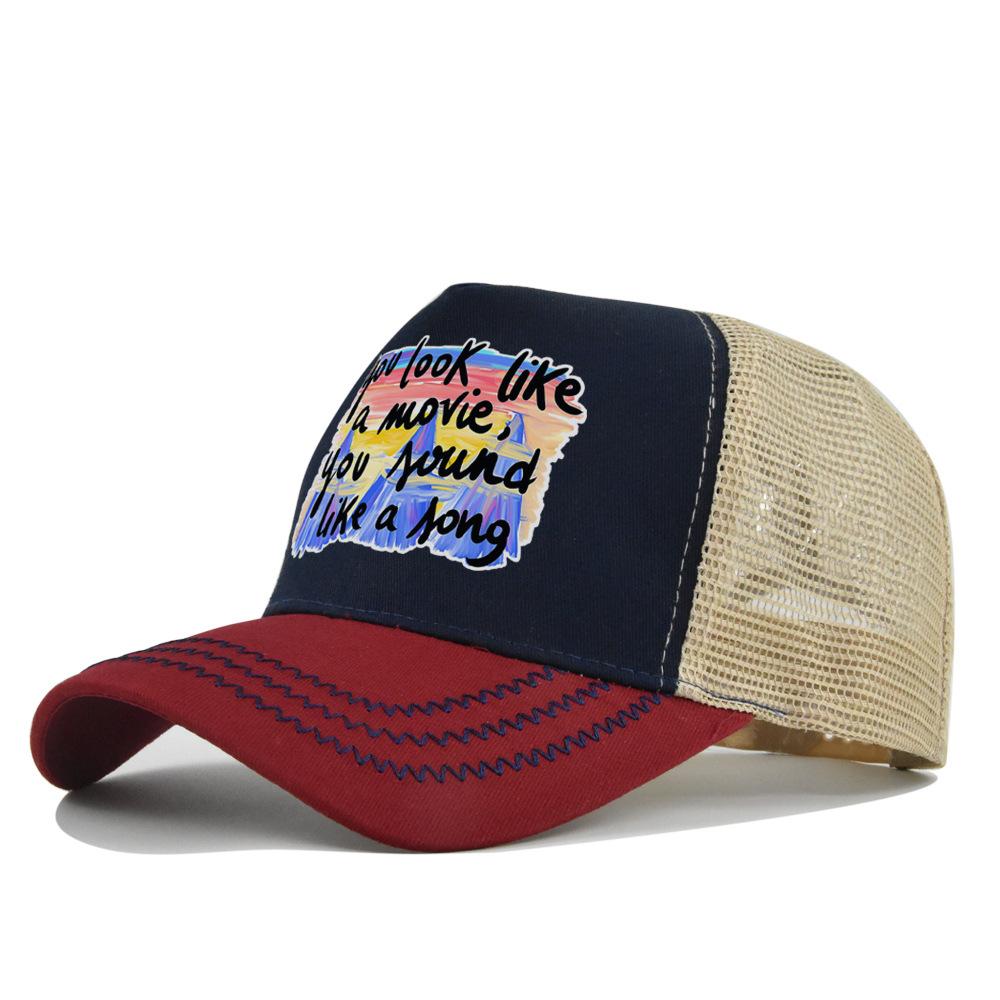 Summertime Printed Cap Letter Mesh Breathable Hat Women Men Baseball Cap Sunshade Outdoor Sports Cycling Travel Sun Hat Dad Hat