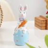 Colorful Easter Bunny Figurine Hand-Painted Cartoon Rabbit Statue  Tabletop Decor