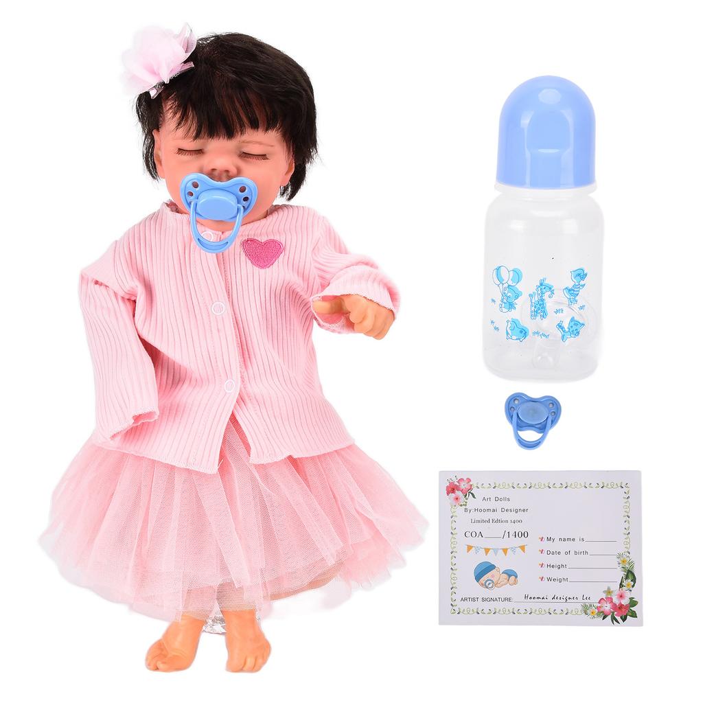 Păpușă Reborn Fetiță 18 Inch Drăguță Realistă Păpușă Bebeluș Nou-Născut cu Suzetă Jucărie pentru Joc de Rol Cadou