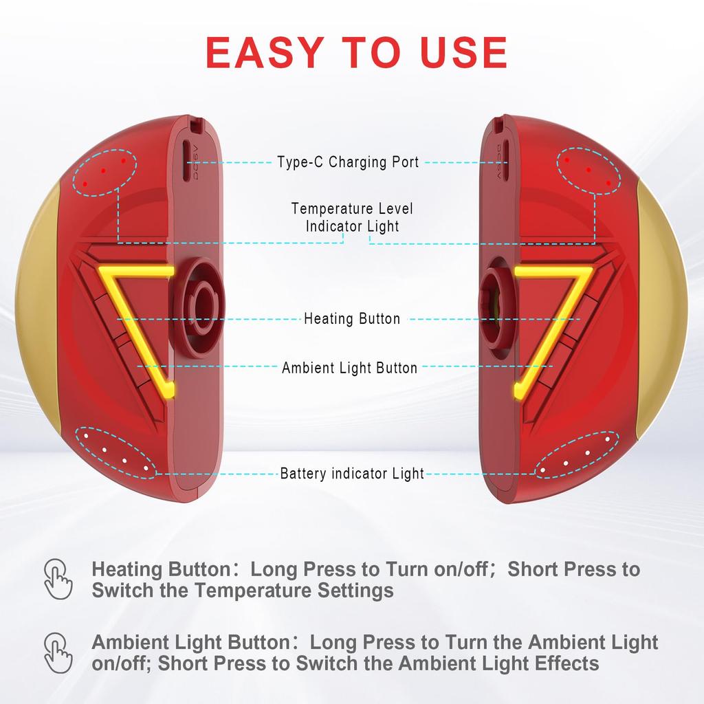2 Pack Hand Warmers Rechargeable Portable Hand Warmer USB 2 In 1 5200mAh Portable Electric Hand Warmers Heat Therapy  Women Mens