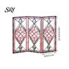 Colorful Folding Screen Mini Decorative Stained Glass Effect 3 Panel Divider Acrylic Desktop Office Desk Decoration Ornament for Home Living
