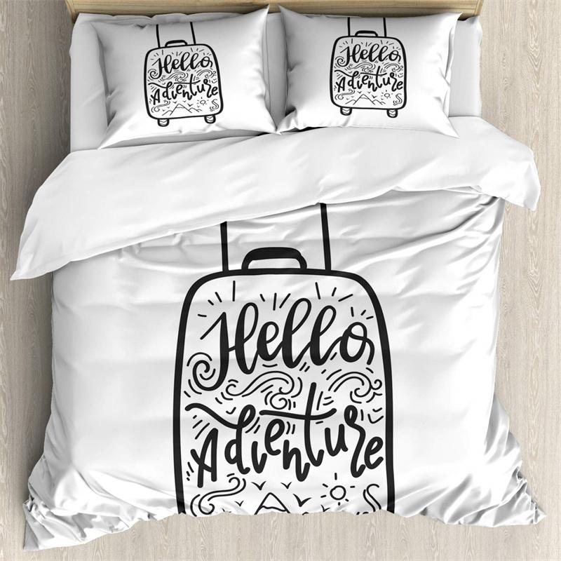 Adventure Duvet Cover Marine Theme Adventure Motivational Words Bedding Set With Pillowcase Full King For Kids Adults Room Decor