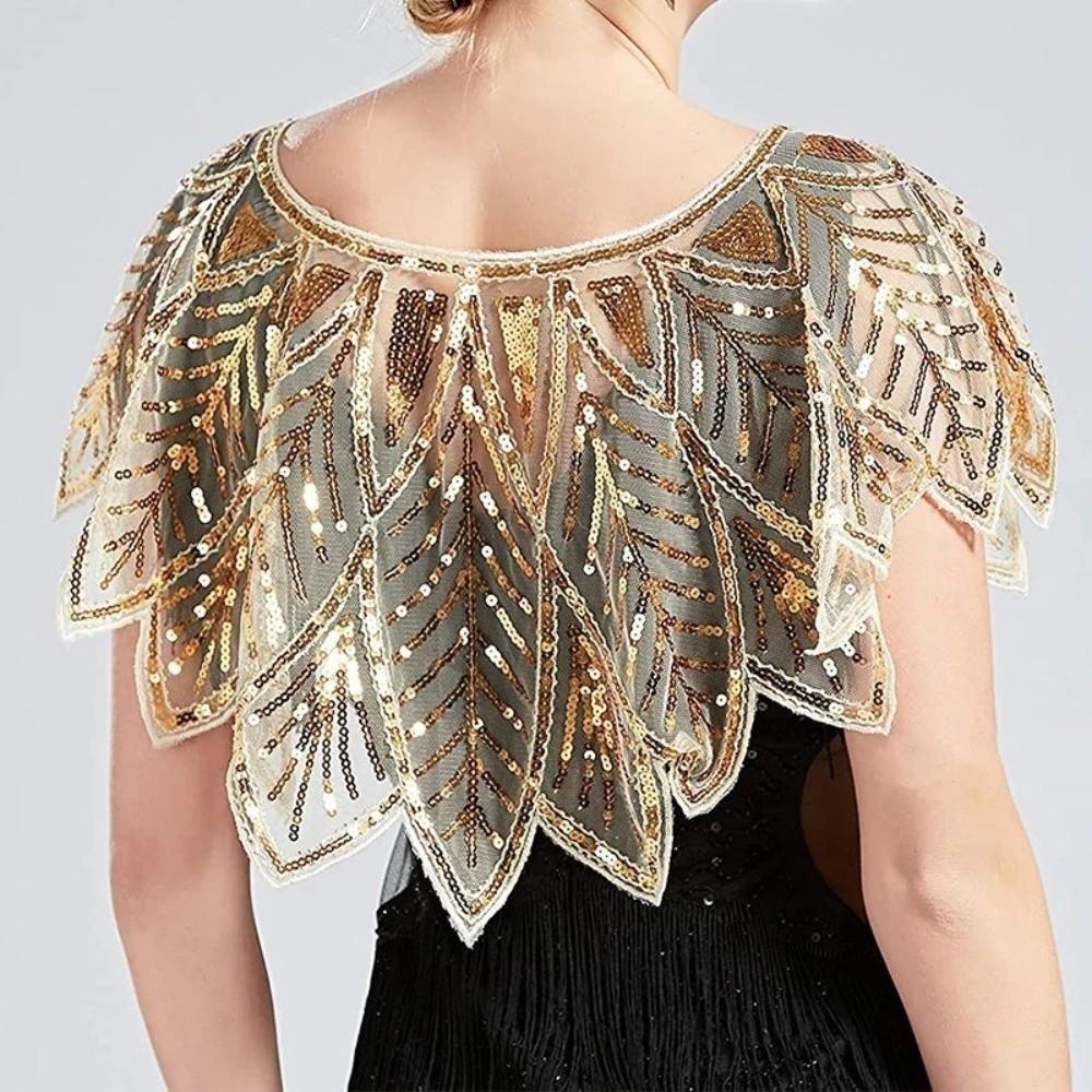 Sleeveless Evening Cape Sparkling Party Shawl Simple Sequins Shawl  Girl