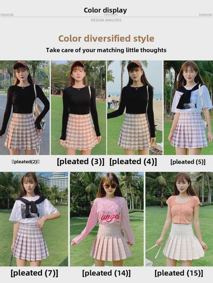 Women's High Waist A-Line Skirt - Summer 2025 Plaid Pleated Design
