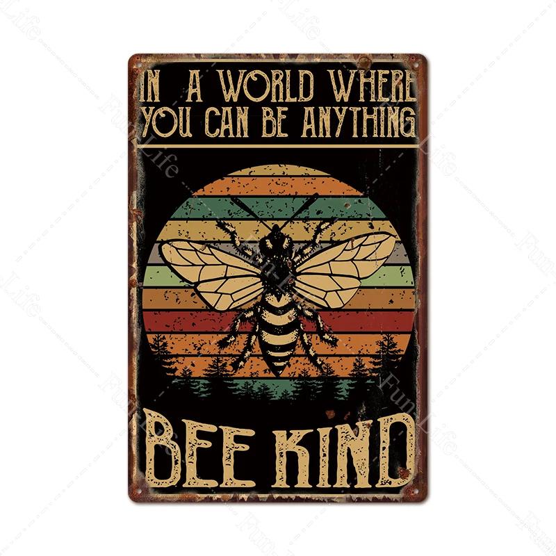 Beauty Vintage Metal Poster Animal Bees Retro Metal Tin Botany Signs Plaque Plate Wall Decor for Bar Club Cafe Man Cave Xcm