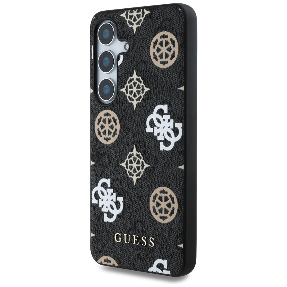 Guess 4G Printed Colored Peony Pattern Case Magsafe For Samsung Galaxy S25 Black
