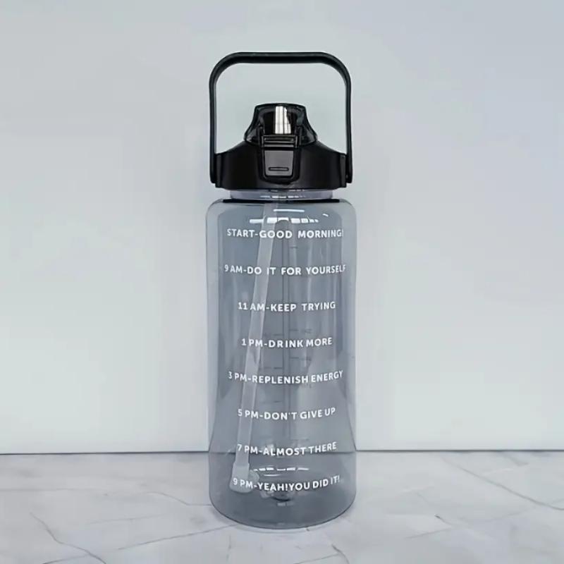 2L BPA-Free Water Bottle] 1pc PPSU Water Bottle with Time Marker, Straw & Handle - Large Capacity, BPA-Free Hydration Jug