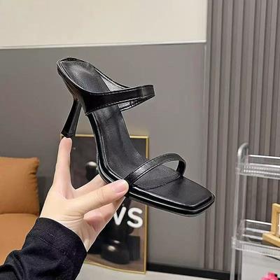 Été Célébrités Internet nouvelles sandales sexy à talons hauts femmes portent tête carrée bout ouvert mode mot avec sandales à talons aiguilles