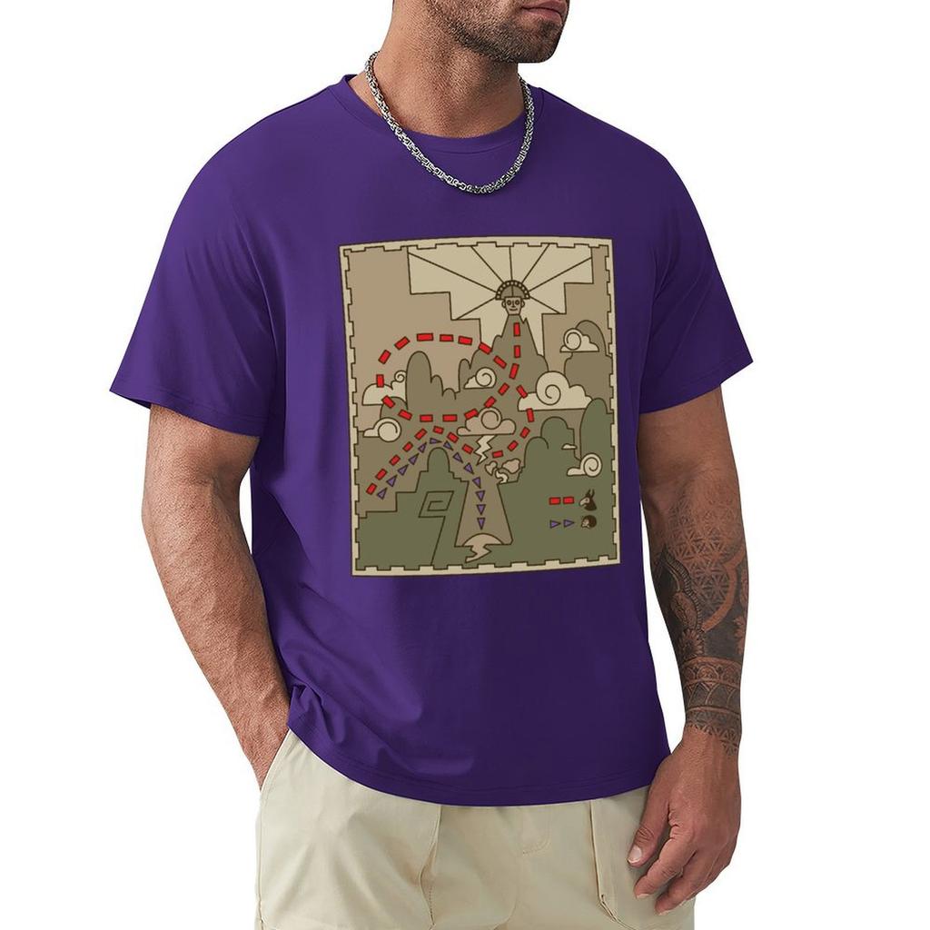 Kuzco Map T-Shirt Oversized Tees Vintage T Shirts Aesthetic Clothing Shirts Men Graphic