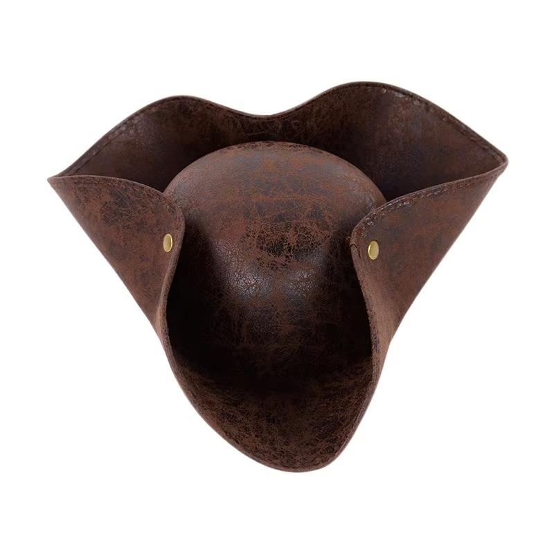 

1 шт. Унисекс кожаная пиратская шляпа, Треугольная пиратская шляпа, Подходит для украшения различных вечеринок, Шляпа для кинокостюма, Костюм для ирландских танцев коричневый