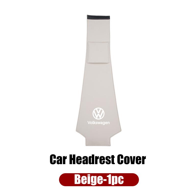 Leather Car Headrest Anti Dirty Protective Cover For VW Tiguan CC Jetta Polo Golf Passat Scirocco T-ROC TouaregNO4