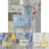 Cute Cat Paw Letter Embroidery Large Capacity Women Casual Canvastote Bag For Daily Use