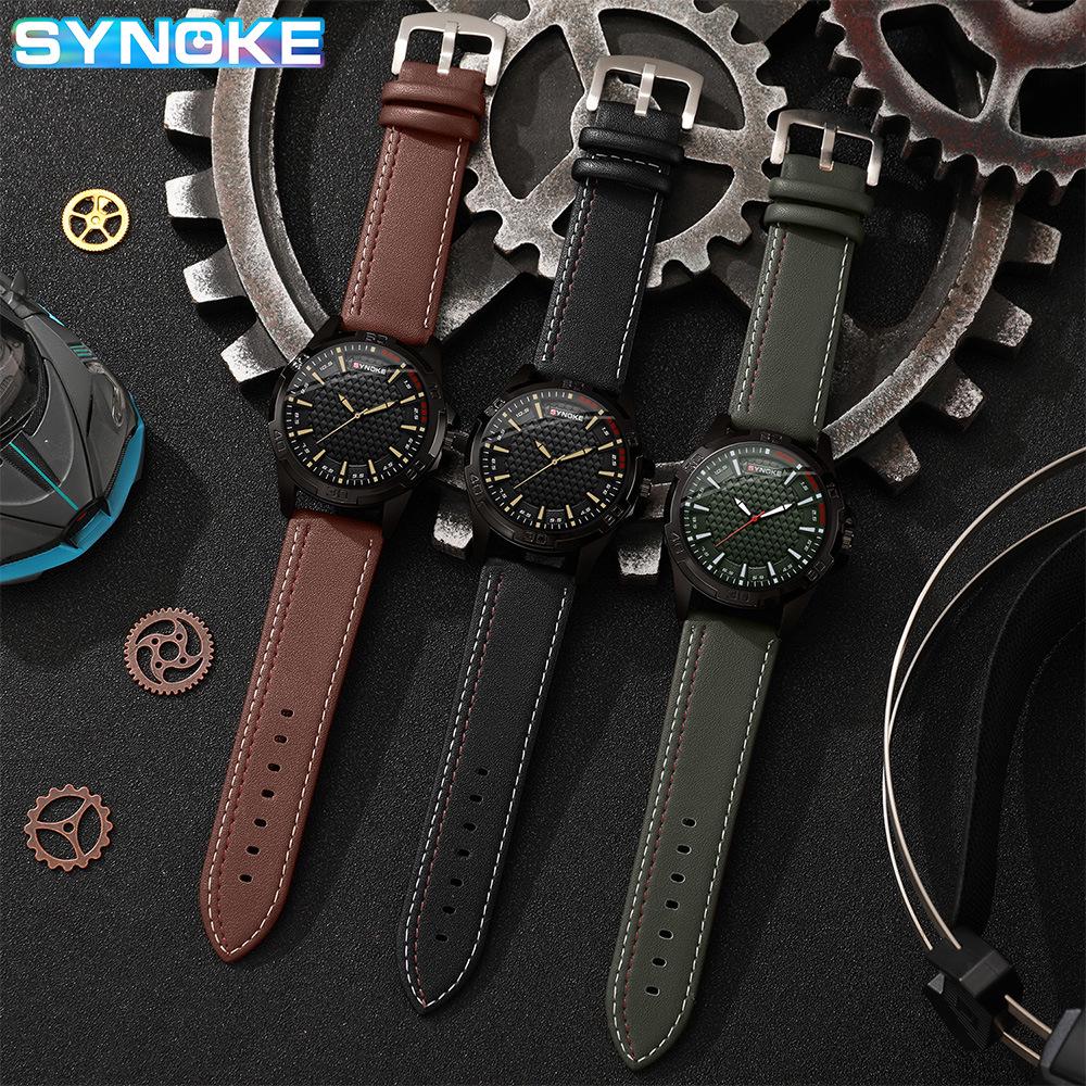 SYNOKE Retro Men's Quartz Watch, Alloy Case, Leather Strap - Fashion Sport Wristwatch, Ideal Student Gift