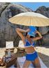 2026 Korean Style Color Block Push-up Bikini Set: Three-piece High-waisted Swimwear for Women