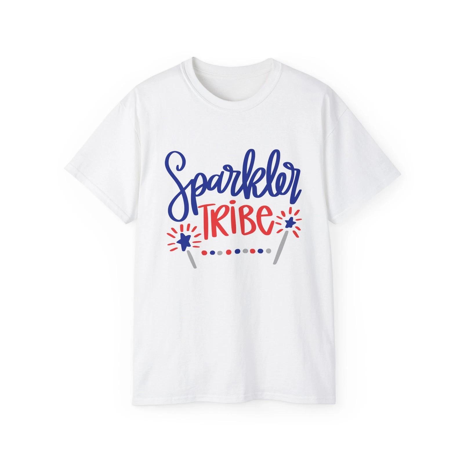Sparkler Tribe Tee | patriotic sparkler design, red blue celebration L