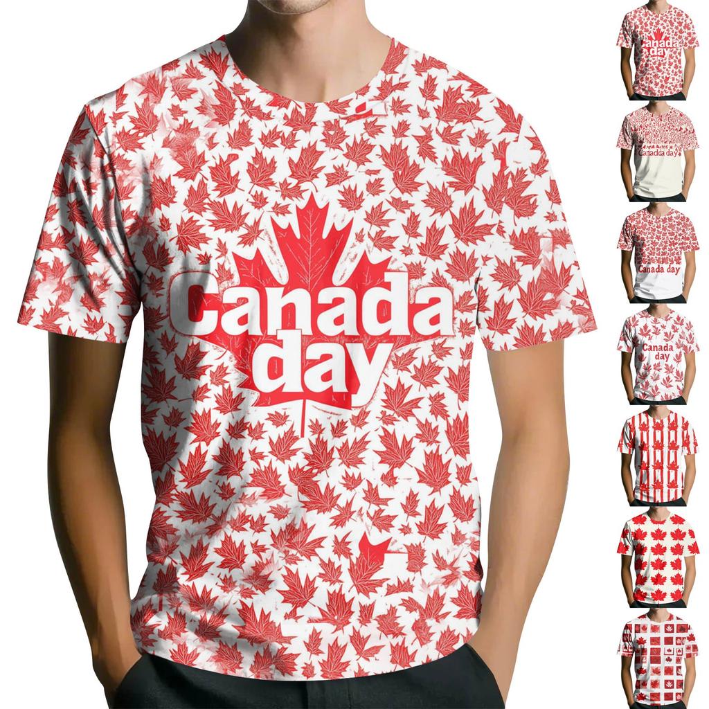 Men's Round Neck Casual Hawaiian Beach Printed Short Sleeve T-shirt Top