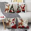 Christmas Pillow Cover 18x18 Inch Santa Reindeer Cushion Cover with Hidden Zipper Tree Snowman Throw Pillow Case for Home Living Room Festive Holiday
