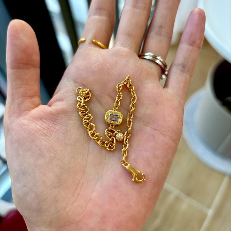 New in Charm high quality Simple style square zircon bracelets for women light luxury charm bangles wedding party