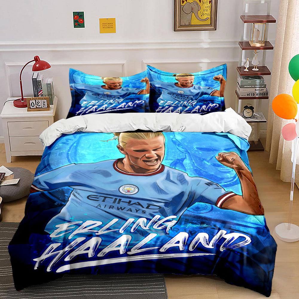 "Blue Erling Haaland Bedding Set" Bedding Duvet Cover Set Duvet Cover Pillowcases (1 * Duvet Cover 2 * Pillowcases, Without Duvet Insert)