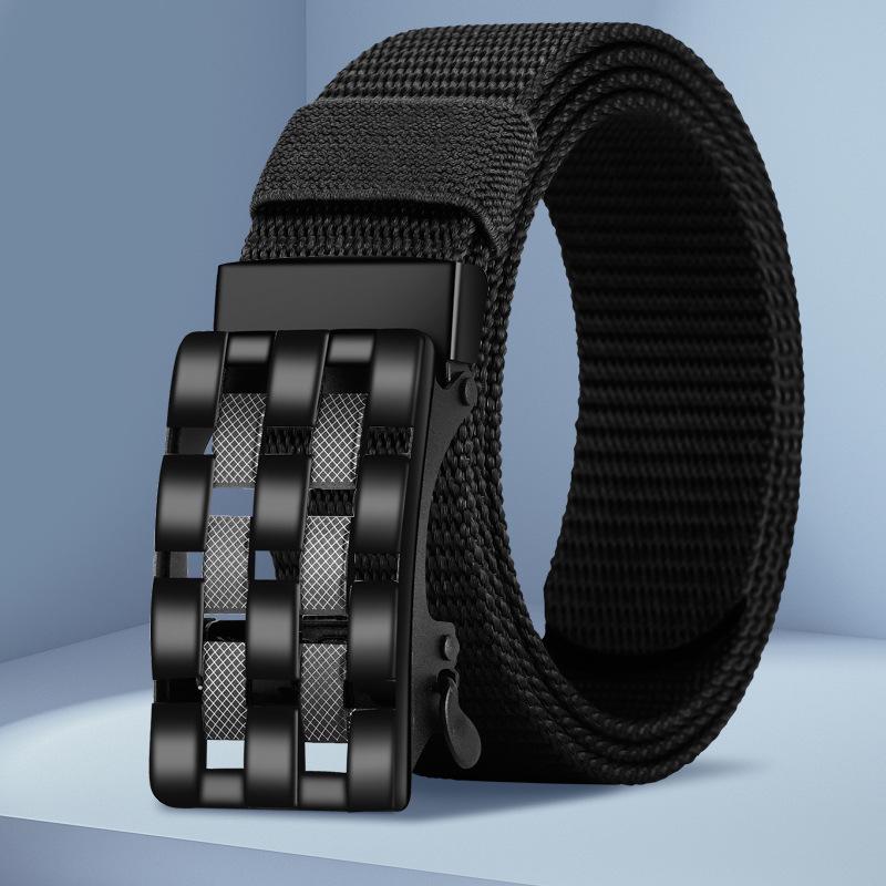 

Мужской универсальный кожаный ремень с автоматической пряжкой для джинсов, милитари и повседневной носки 120 cm чёрный