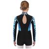 Sparkling Metallic Sequin Jumpsuit for Girls: Mock Neck Long Sleeve Keyhole Back Bodysuit for Gymnastics & Dance Shows