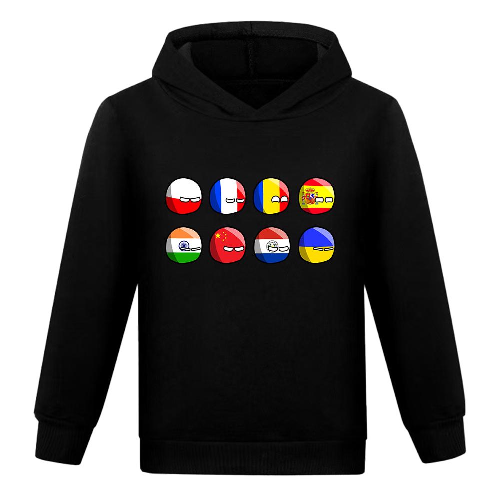Kids Polandballs Countryballs Cartoon Hoodie Funny Girl 3D Printed Kids Sweatshirts Boys Trendy National Balls Pullovers