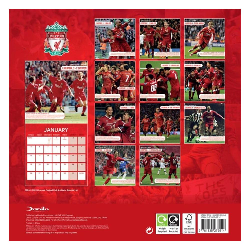Liverpool FC 2026 Square Wall Calendar