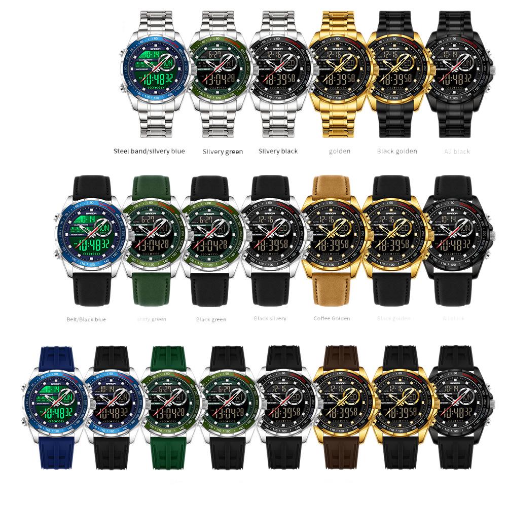 Sanda 6318 Men's Multi-Function Outdoor Sports Watch with Three-City Time, Countdown, and Waterproof Features
