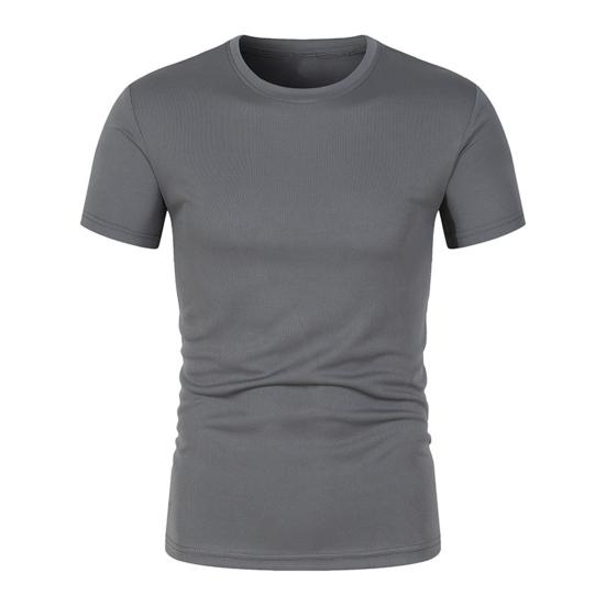Men's Slim Fit T-shirt Short Sleeve Round Neck Sports Tee Quick-Drying Solid Color Casual Tee Shirt for Gym Fitness Daily Wear
