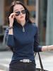 2024 Fall/Winter Women's Slim Fit Half-High Collar Long Sleeve Zipper Top
