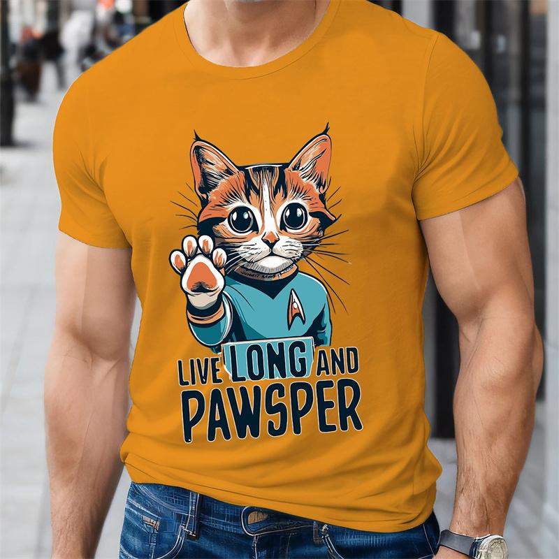 

Милая футболка с графикой мультяшного кота для мужчин и детей, 3D-принтом животного, летняя модная футболка с коротким рукавом и круглым вырезом, уличная фитнес-футболка S