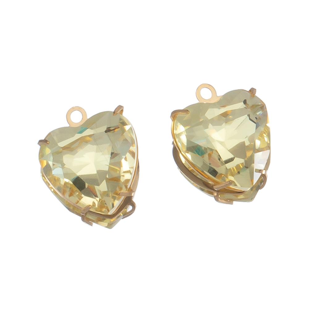 5pcs Stainless Steel Zircon Heart Pendants Base Clear Crystal Charm Beads with Hole for Necklace Making DIY Ear Jewelry Findings